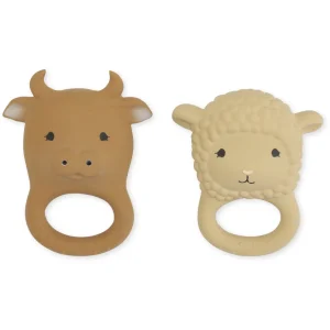 Konges Slojd - Lot de 2 anneaux de dentition - Vache et Mouton