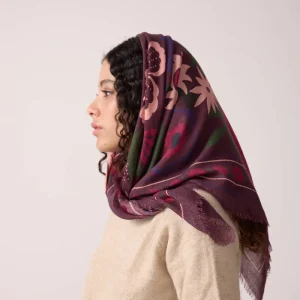 FOULARD LAINE ET SOIE WINTER BLOOM FIGUE