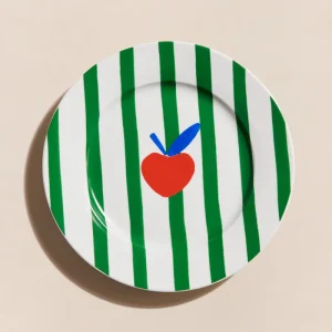 Assiette Rayures vertes en porcelaine - 26 cm