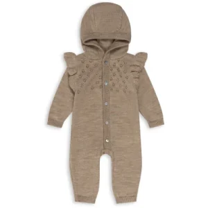 Konges Slojd - Onesie Tomama tricotée avec Ajourtricot - Beige Melange