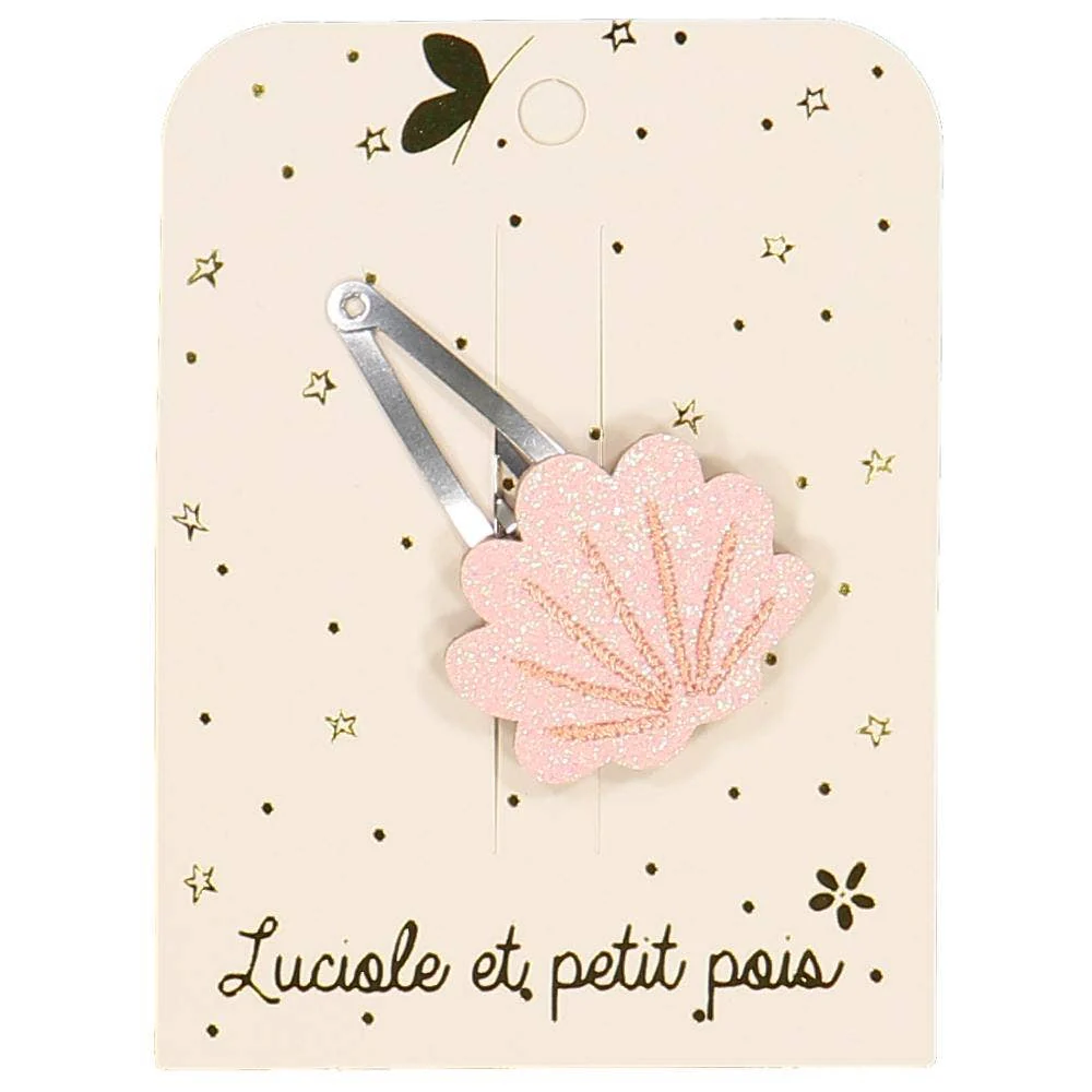 Barrette coquillage - Glitter rose – Image 2