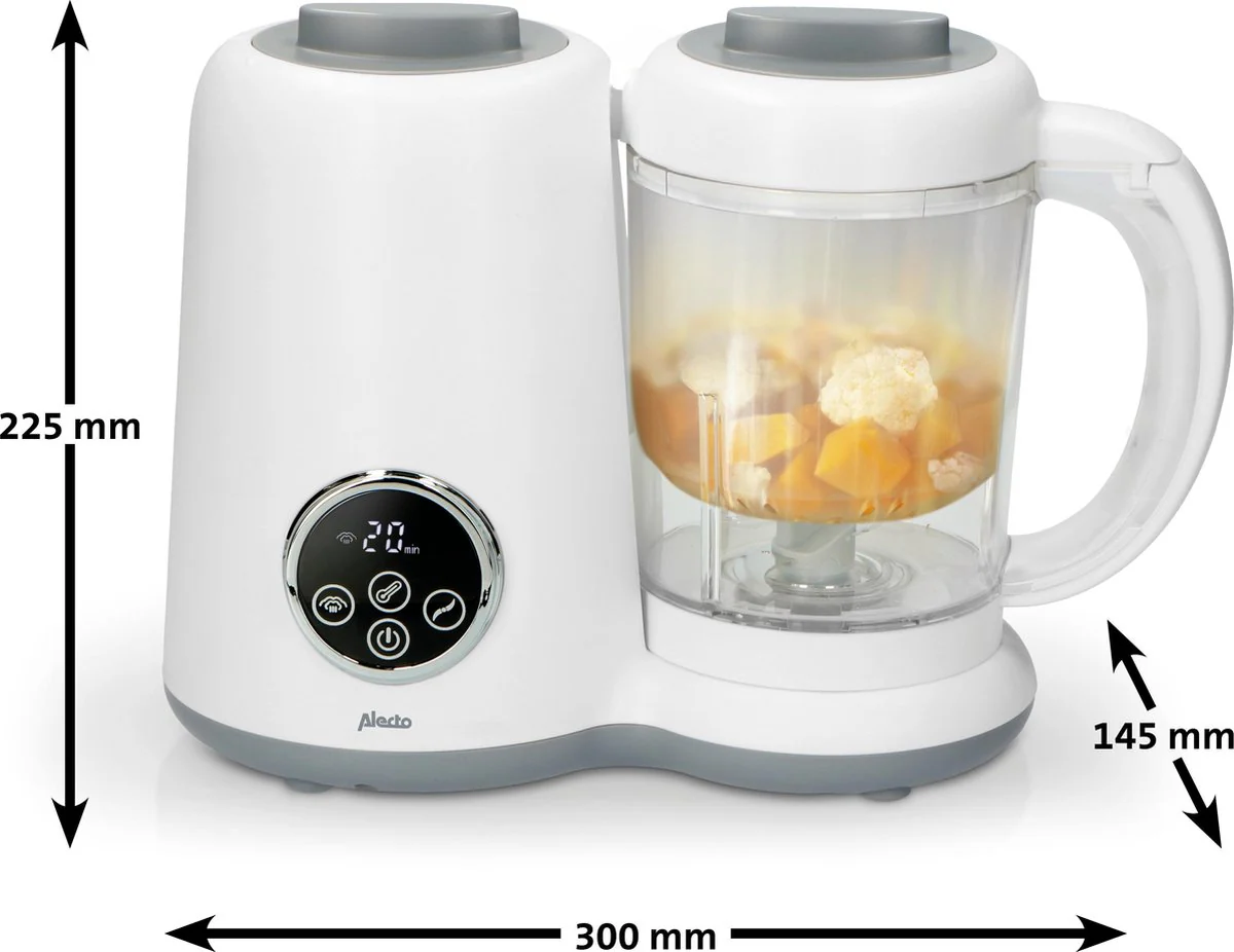 Alecto BFP-66 - Robot de cuisine pour bébé 5-en-1 - Blender et cuiseur vapeur - Blanc – Image 5