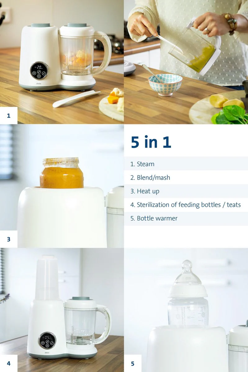 Alecto BFP-66 - Robot de cuisine pour bébé 5-en-1 - Blender et cuiseur vapeur - Blanc – Image 8