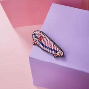 Broche brodée - Skate retro vintage