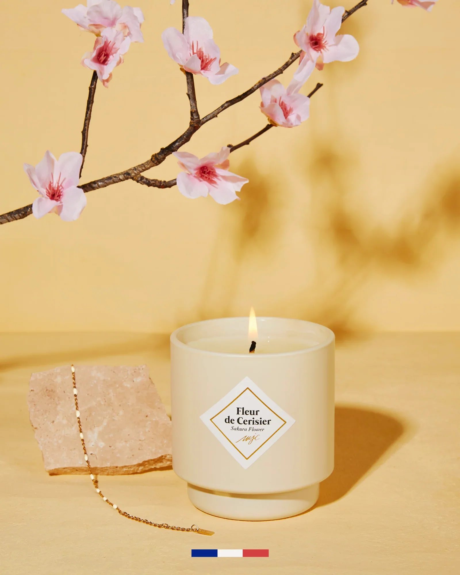 Bougie Bijou Fleur de Cerisier - bracelet perles