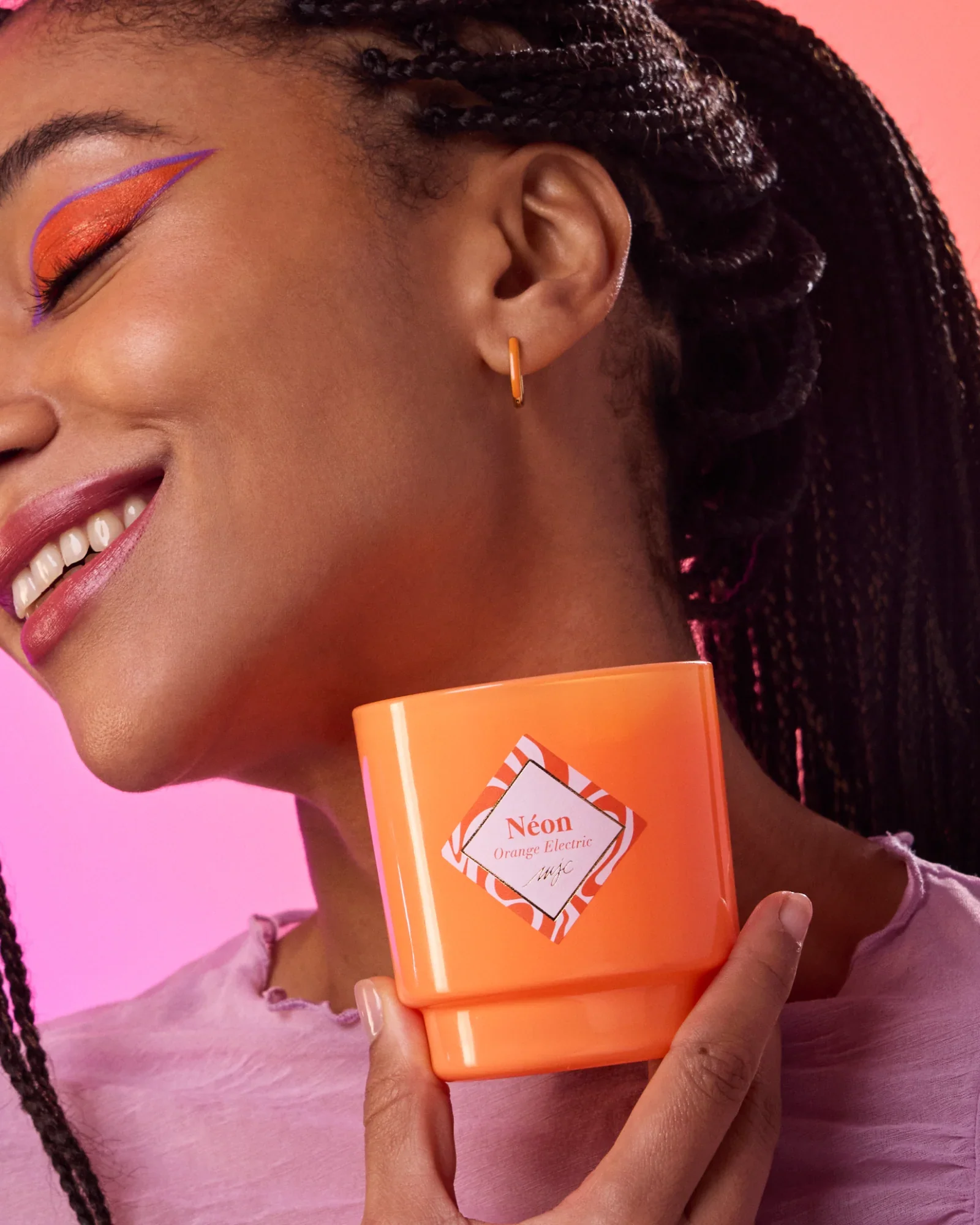 Bougie Bijou Néon Boucles d'Oreilles - Orange Electric – Image 4