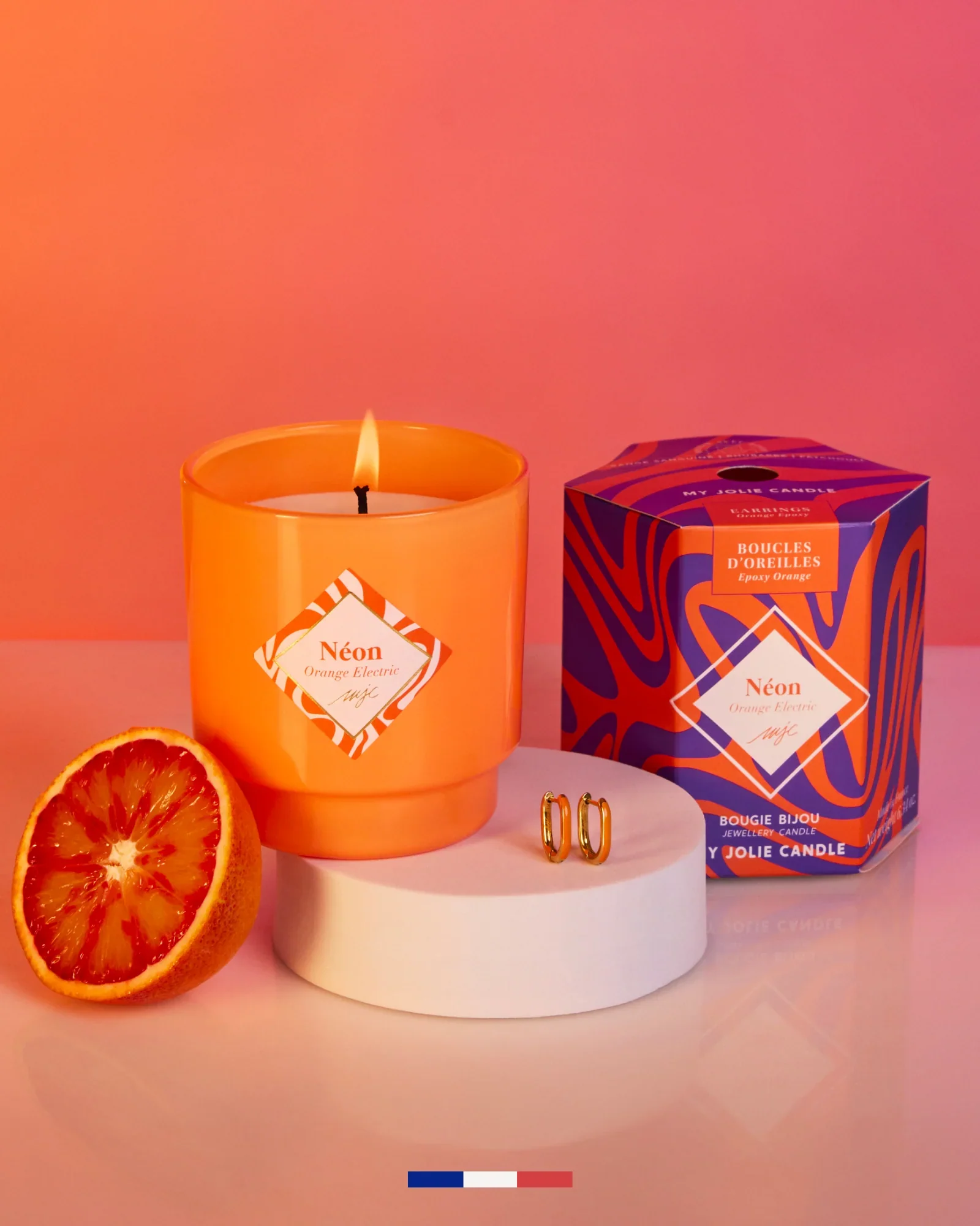 Bougie Bijou Néon Boucles d'Oreilles - Orange Electric – Image 2