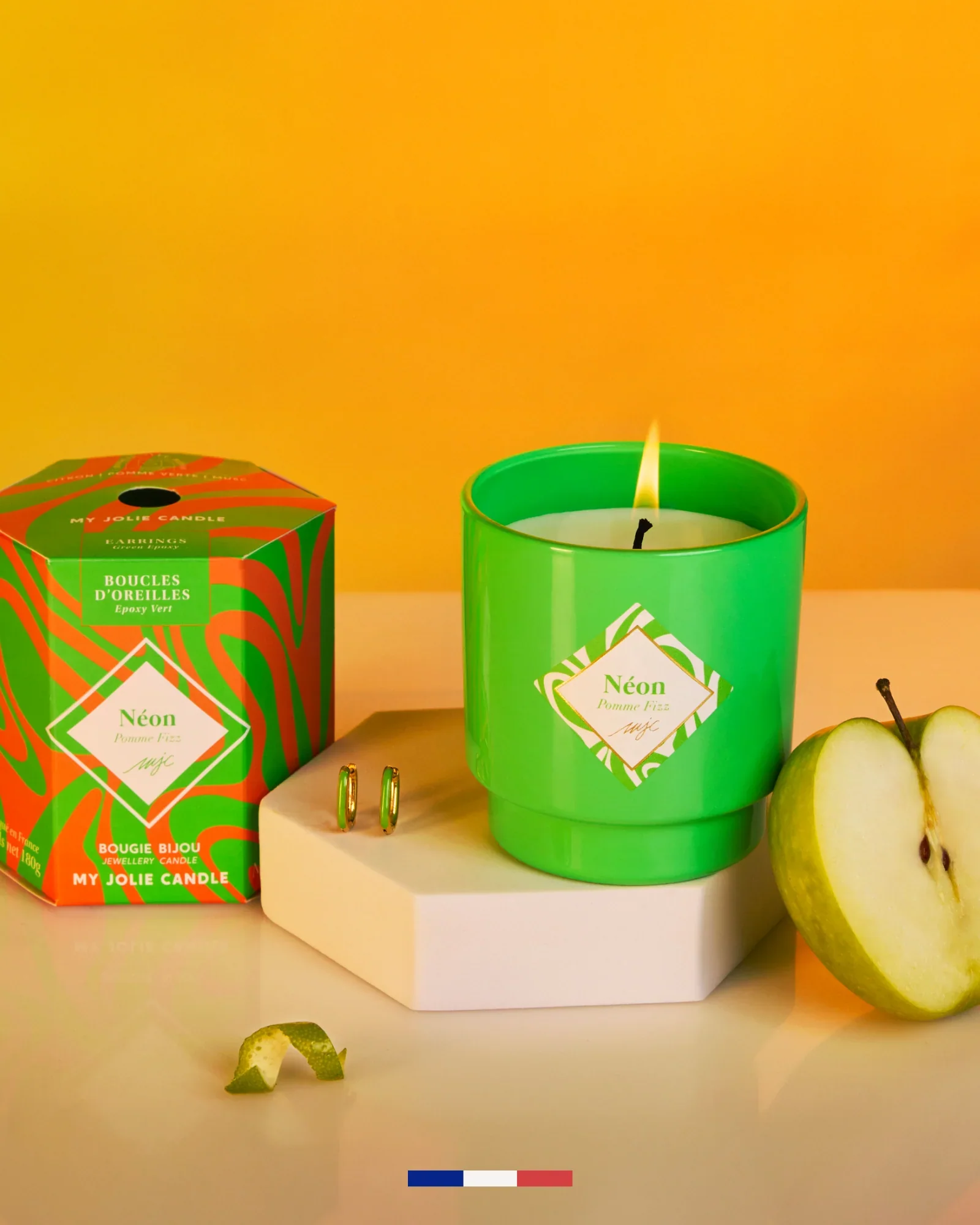 Bougie Bijou Néon Boucles d'Oreilles - Pomme Fizz