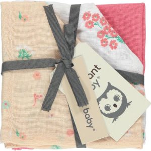 Brilliant Baby - Gant de toilette hydrophile Fleur (lot de 3)