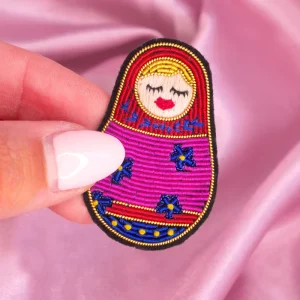 Broche Matriochka - Broderie Fait Main Cannetille