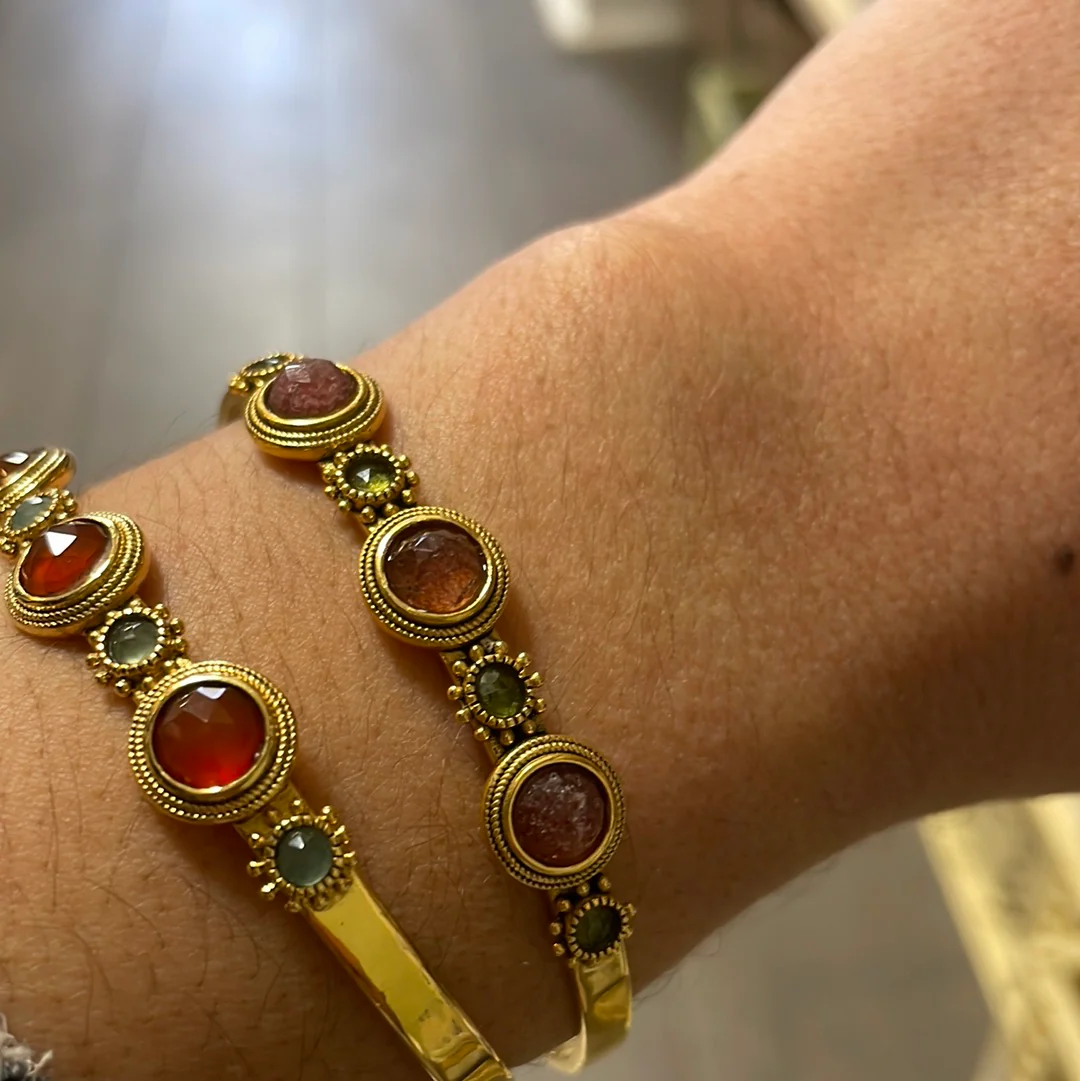 Bracelet Jonc Jasmine 3 Pierres Cabochons – Image 2