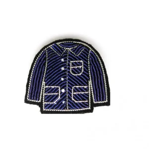 Broche brodée main - Veste bleue