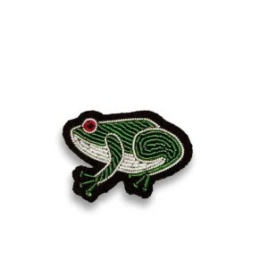 Broche brodée main - Grenouille