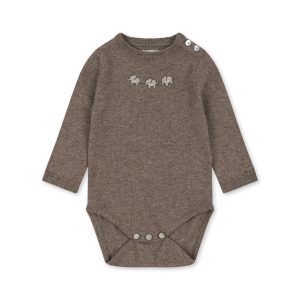 Konges Slojd - Grenouillère en tricot Nubi - Bunny Brown Melange