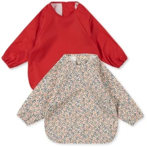 Konges Slojd - Lot de 2 bavoirs avec manches Champ Bleu/Barbados Cherry