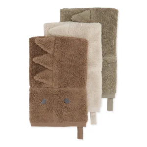 Konges Slojd - Lot de 3 gants de toilettes animaux