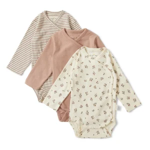 Konges Sløjd - Body de recouvrement pour nouveau-né - Petit amour/striped/blush - 3 packs