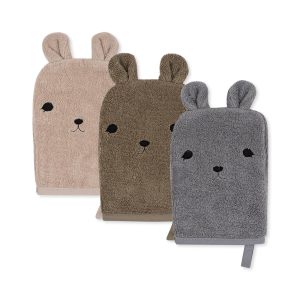 Konges Sløjd - Gants de toilette Animaux (Lot de 3 )