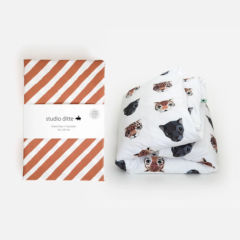 Drap-housse Studio Ditte Junior (70x150cm) Rayures brun rouille – Image 5