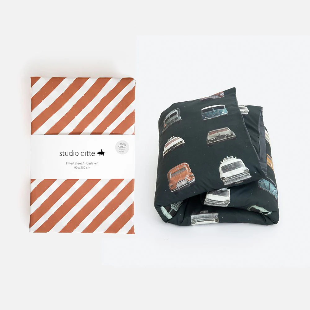 Drap-housse Studio Ditte Junior (70x150cm) Rayures brun rouille – Image 6
