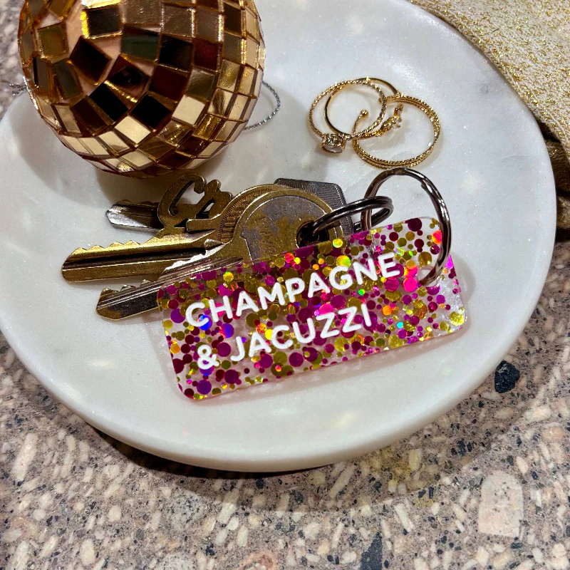 CHAMPAGNE & JACUZZI Porte-clés à paillettes – Image 2