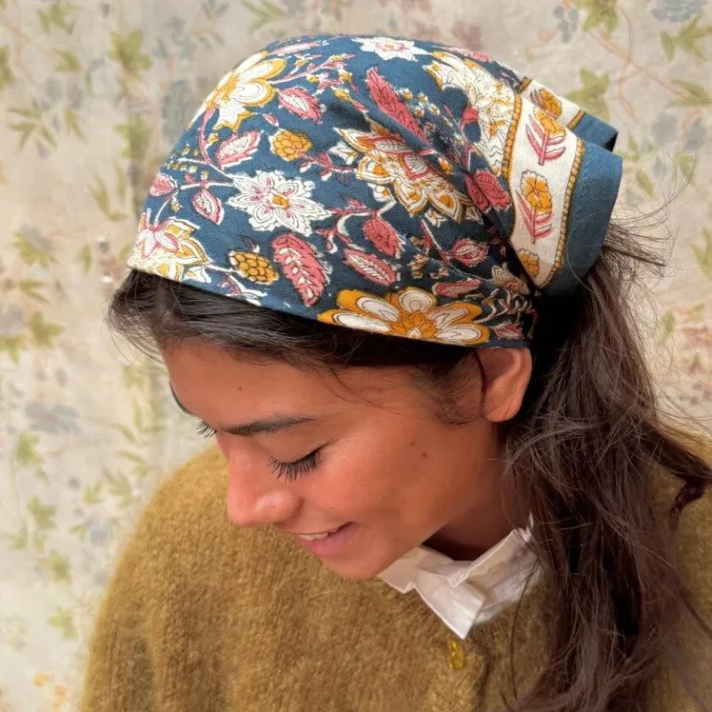 Foulard petit format - Manon Bleu Azur – Image 2