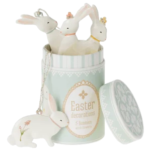 Boîte 5 décorations de Pâques - Lapins