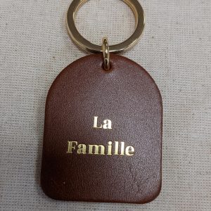 Porte-Clés Arche en cuir Camel - La Famille