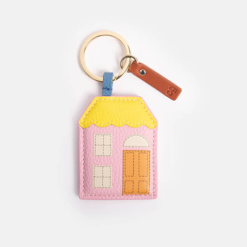 Porte-clés fantaisie Maison rose et jaune – Image 2