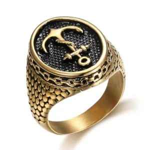 Bague Pirate ancre dore
