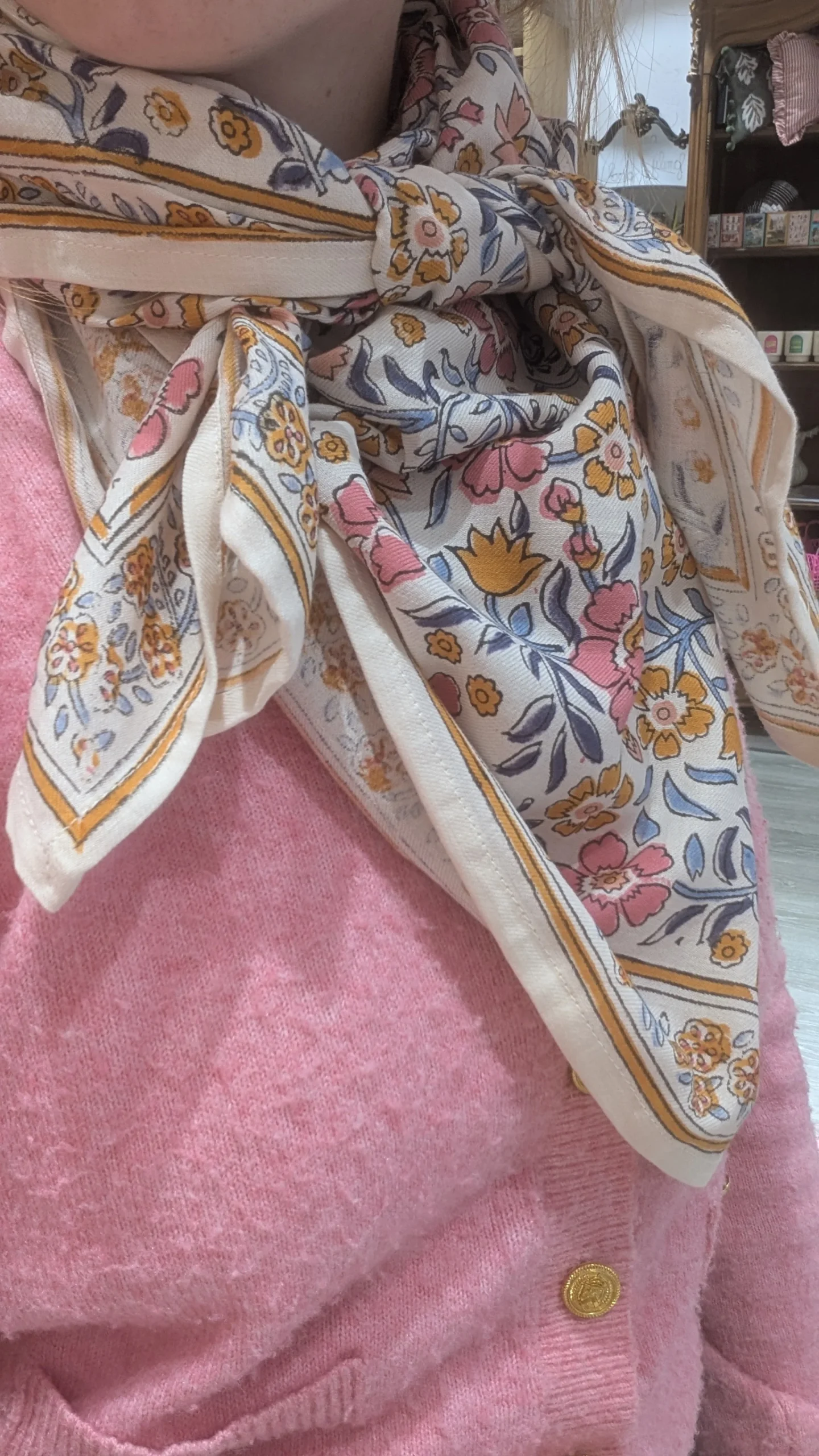 Foulard - Grand format - Blanc & Orange/Rose – Image 5