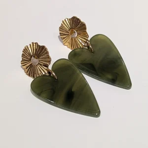 Boucles d'oreilles - Coeur Vert