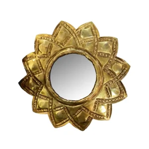 Miroir métal doré - Ibiza 18cm