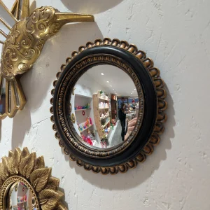 Miroir - Fleur Noir/Doré