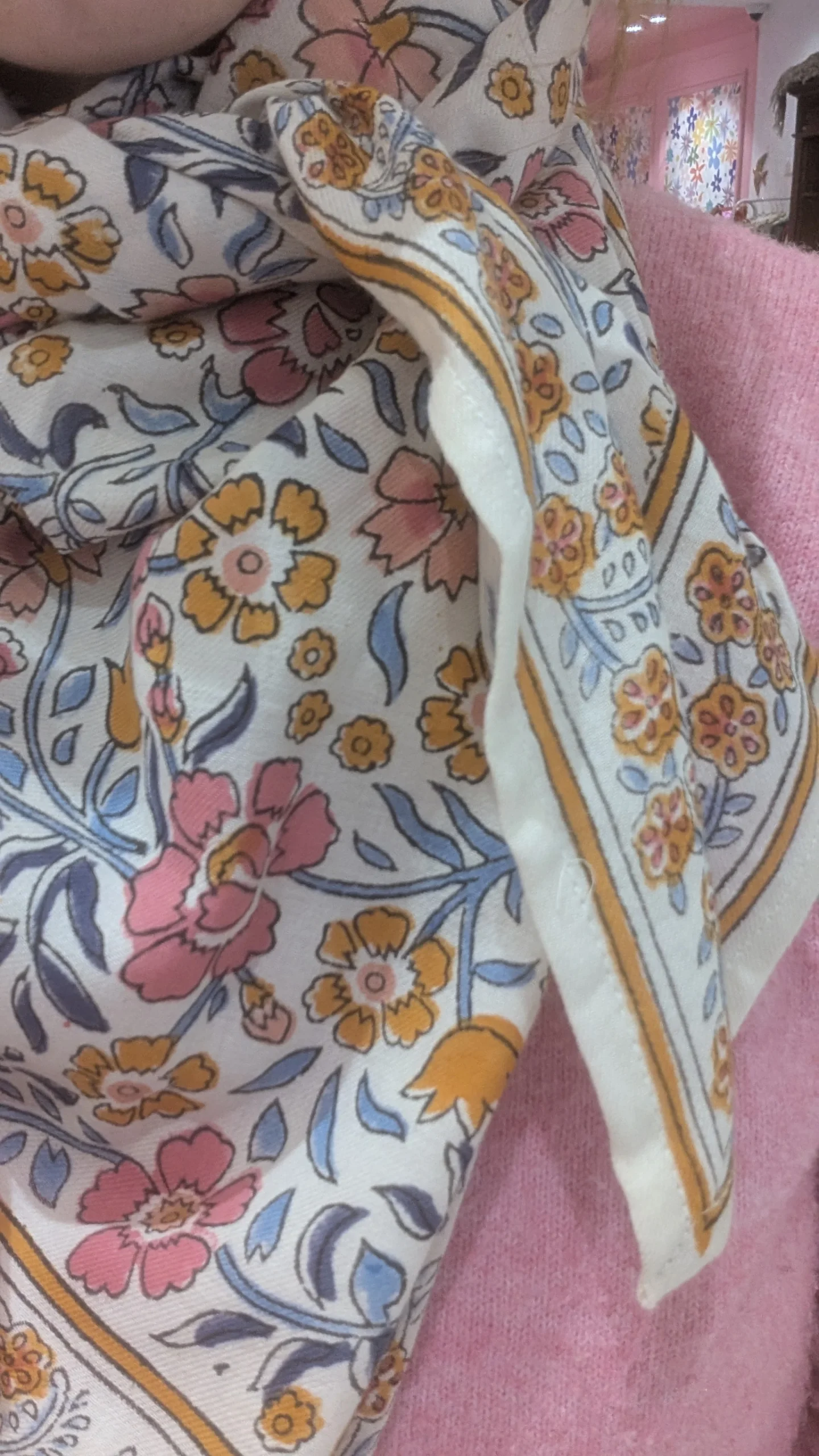 Foulard - Grand format - Blanc & Orange/Rose – Image 4