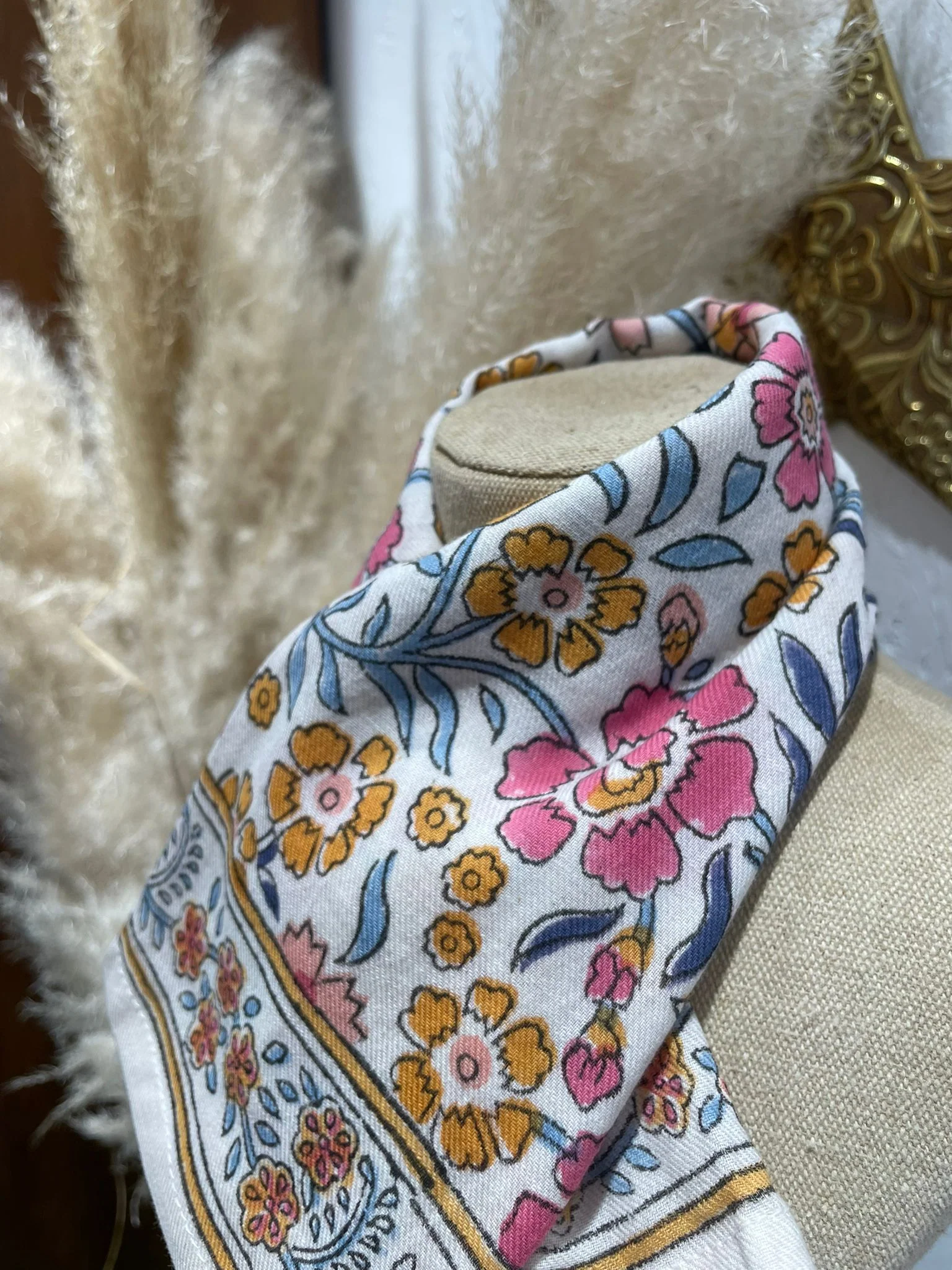 Foulard - Grand format - Blanc & Orange/Rose