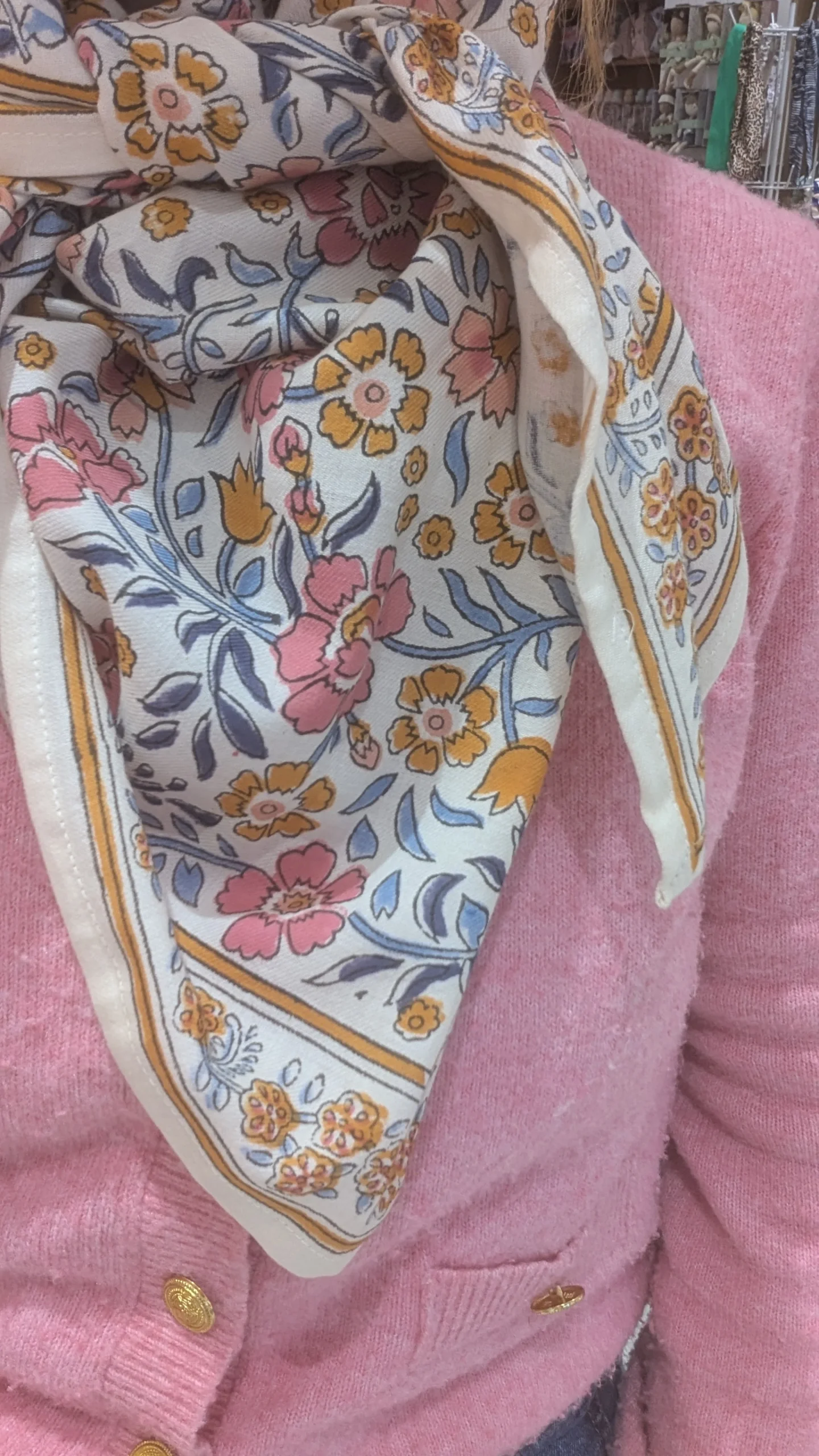 Foulard - Grand format - Blanc & Orange/Rose – Image 3